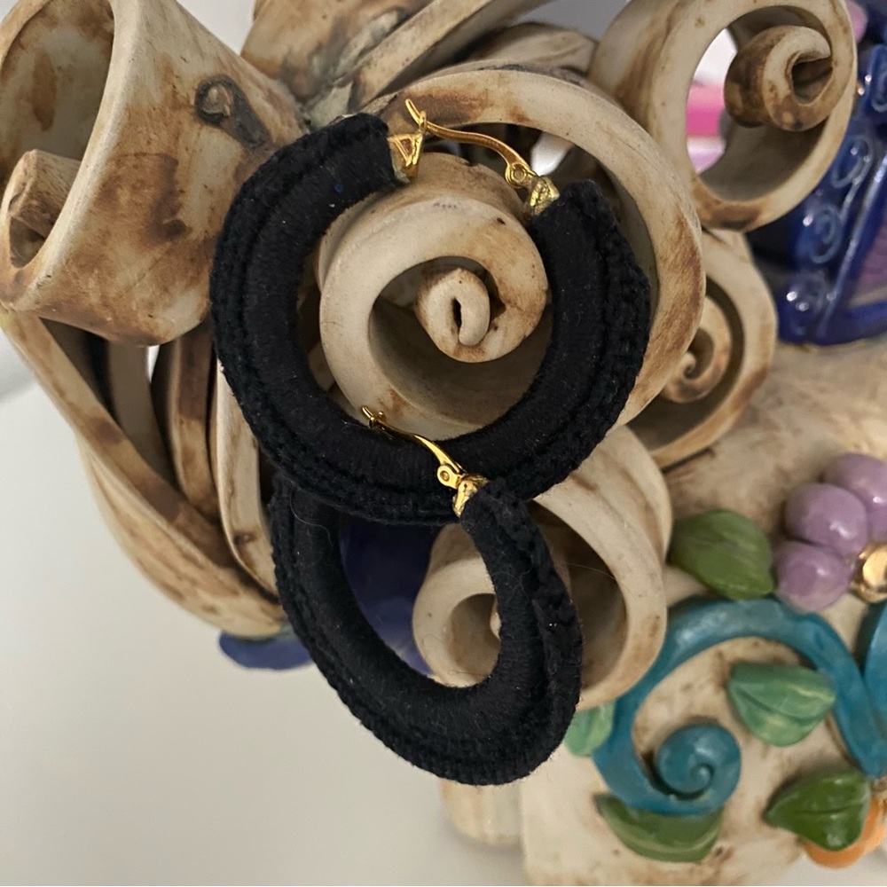 Soft Hoop earrings hand made Black colour